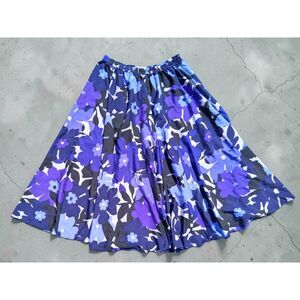 CATO Plus Size 22 24W Floral Boho Chic A-Line Long Skirt - Blue & Black